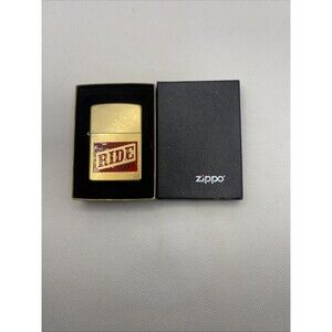 Vintage Marlboro NOS Zippo Brushed Brass Eat Ride Sleep Cigarette Lighter B 04